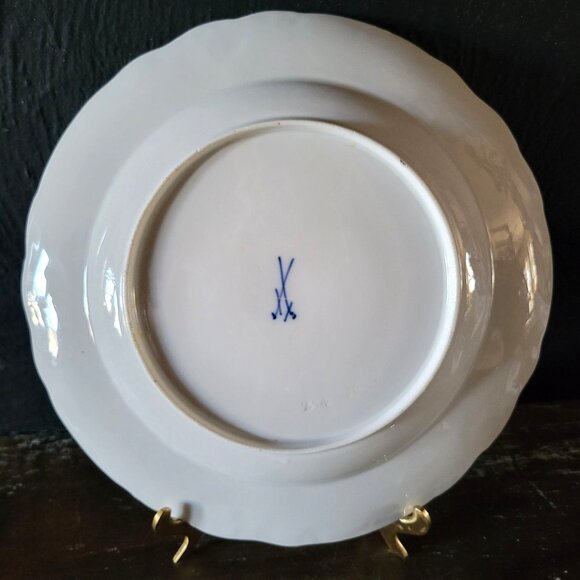 Antique Meissen Deep Plate Courting Couple Romantic Scene Floral Design 8.75" - Picture 7 of 9